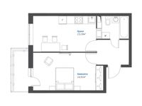 Планировка 1-комнатной квартиры, 37,16 м2
