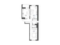 Планировка 2-комнатной квартиры, 55,49 м2
