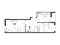Планировка 2-комнатной квартиры, 57,06 м2