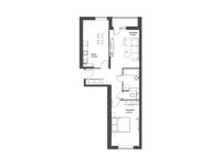 Планировка 2-комнатной квартиры, 57 м2
