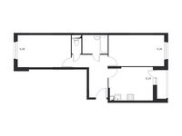 Планировка 2-комнатной квартиры, 57,55 м2