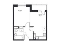 Планировка 1-комнатной квартиры, 36,58 м2
