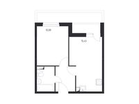 Планировка 1-комнатной квартиры, 37,54 м2