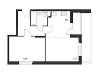 Планировка 2-комнатной квартиры, 44,21 м2
