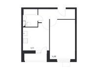 Планировка 1-комнатной квартиры, 35,47 м2