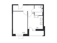 Планировка 1-комнатной квартиры, 35,43 м2
