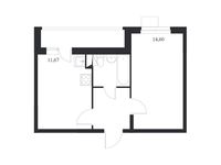 Планировка 1-комнатной квартиры, 36,5 м2