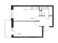 Планировка 1-комнатной квартиры, 37,16 м2