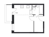 Планировка квартиры студии, 26,65 м2