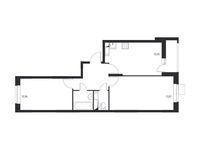 Планировка 2-комнатной квартиры, 55,76 м2