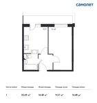 Планировка 1-комнатной квартиры, 32,69 м2