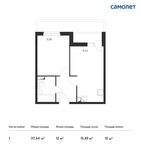 Планировка 1-комнатной квартиры, 37,54 м2
