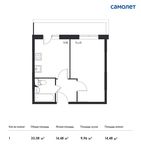 Планировка 1-комнатной квартиры, 33,08 м2