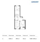 Планировка 2-комнатной квартиры, 54,83 м2