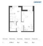 Планировка 1-комнатной квартиры, 37,03 м2