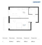 Планировка 1-комнатной квартиры, 37,64 м2