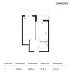 Планировка 1-комнатной квартиры, 37,23 м2
