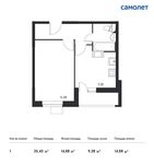 Планировка 1-комнатной квартиры, 35,43 м2