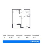 Планировка 1-комнатной квартиры, 37,03 м2