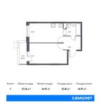 Планировка 1-комнатной квартиры, 37,16 м2