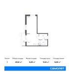 Планировка 1-комнатной квартиры, 40,04 м2