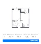 Планировка 1-комнатной квартиры, 35,81 м2