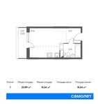 Планировка квартиры студии, 23,89 м2