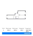 Планировка 3-комнатной квартиры, 57,87 м2