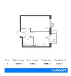 Планировка 1-комнатной квартиры, 36,18 м2