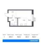 Планировка квартиры студии, 22,12 м2
