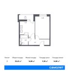 Планировка 1-комнатной квартиры, 35,43 м2
