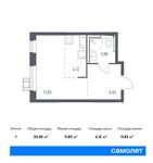 Планировка квартиры студии, 25,05 м2