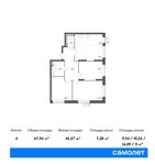 Планировка 4-комнатной квартиры, 67,94 м2