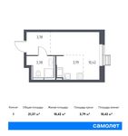 Планировка квартиры студии, 21,37 м2