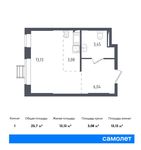 Планировка квартиры студии, 21,66 м2