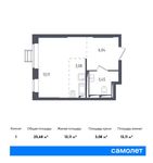Планировка квартиры студии, 25,68 м2