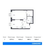 Планировка 1-комнатной квартиры, 37,79 м2