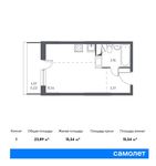 Планировка квартиры студии, 23,89 м2