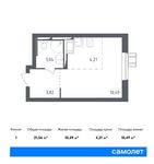 Планировка 1-комнатной квартиры, 21,56 м2