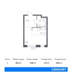 Планировка 1-комнатной квартиры, 25,3 м2