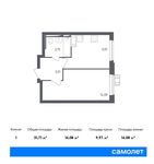 Планировка 1-комнатной квартиры, 31,71 м2