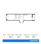 Планировка 1-комнатной квартиры, 38,09 м2