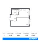 Планировка 1-комнатной квартиры, 31,71 м2