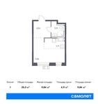 Планировка 1-комнатной квартиры, 25,3 м2