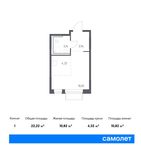 Планировка квартиры студии, 22,22 м2