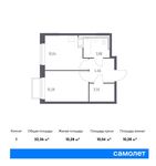 Планировка 1-комнатной квартиры, 32,36 м2