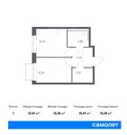 Планировка 1-комнатной квартиры, 32,81 м2