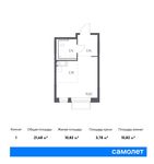Планировка квартиры студии, 21,68 м2