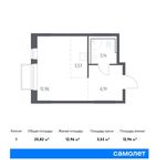 Планировка квартиры студии, 25,82 м2