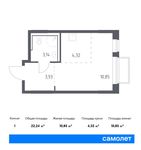 Планировка квартиры студии, 22,24 м2